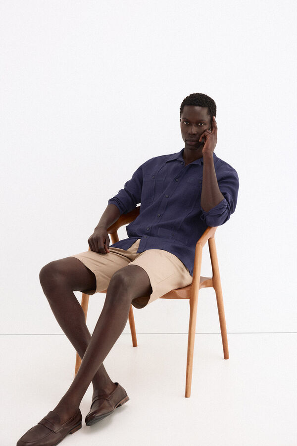 Pedro del Hierro Guayabera lino Azul