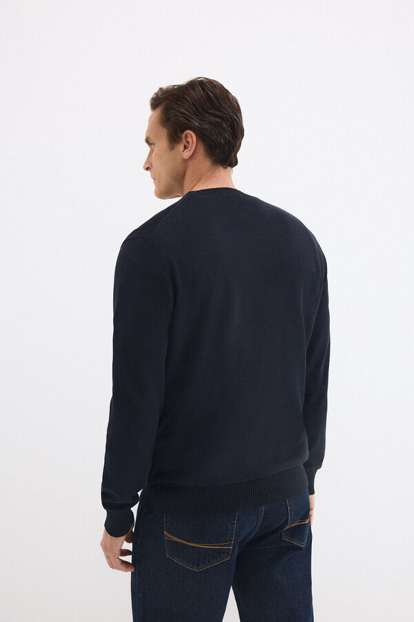 Pedro del Hierro Jersey cuello redondo big logo pecho Azul