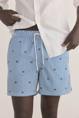 Pedro del Hierro Ba&ntilde;ador estampado rayas logos Azul