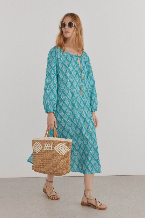 Pedro del Hierro Vestido kaft&aacute;n estampado Turquesa