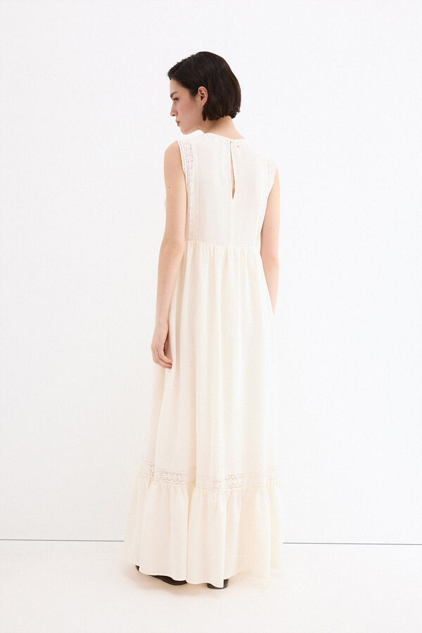 Pedro del Hierro Vestido rom&aacute;ntico bordados Blanco