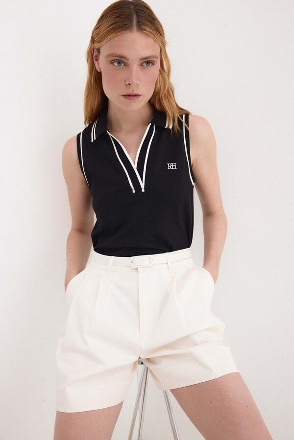 Pedro del Hierro Polo sin mangas contrastes Negro