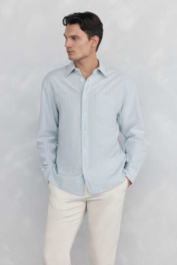 Pedro del Hierro Camisa de rayas Azul