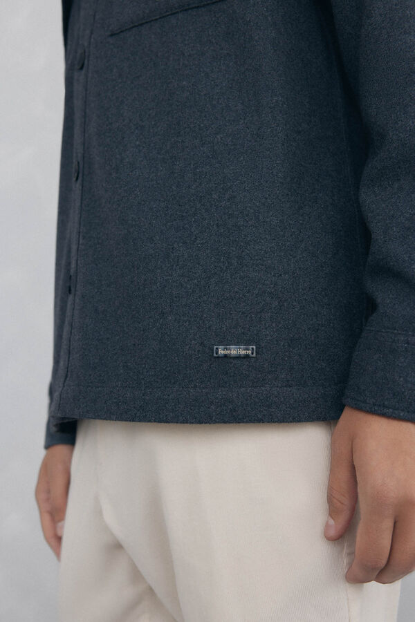 Pedro del Hierro Sobrecamisa lana lisa Gris