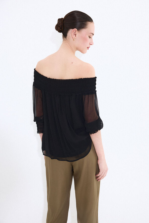Pedro del Hierro Blusa gasa engomada Negro