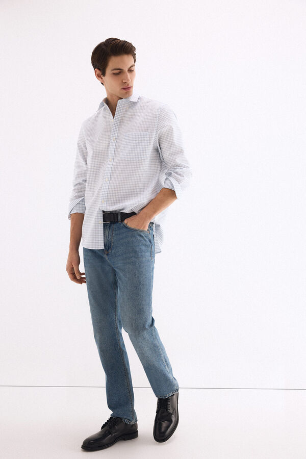 Pedro del Hierro Camisa non iron oxford cuadros Azul