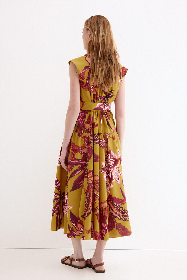 Pedro del Hierro Vestido camisero sin mangas estampado Amarillo