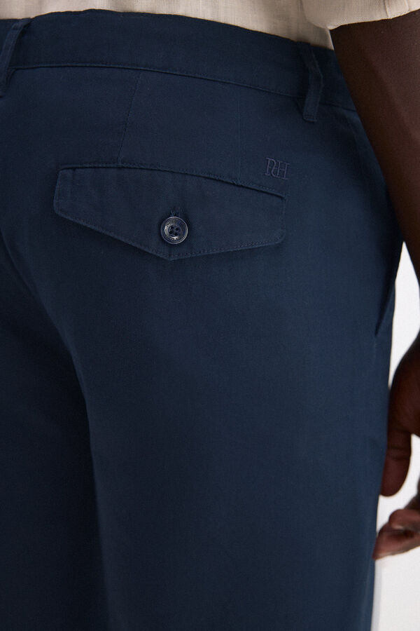Pedro del Hierro Bermuda lino algod&oacute;n Azul