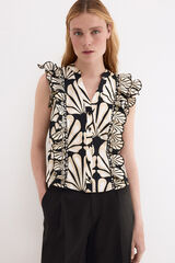 Pedro del Hierro Blusa estampada bicolor Beige