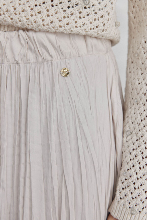 Pedro del Hierro Falda plisada satinada Beige