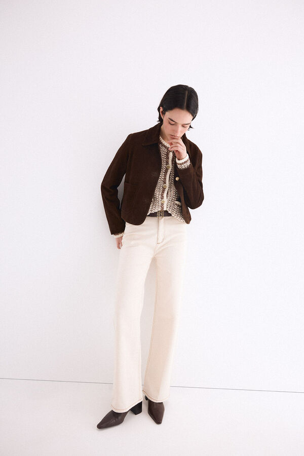 Pedro del Hierro Jeans wide leg b&aacute;sicos Beige