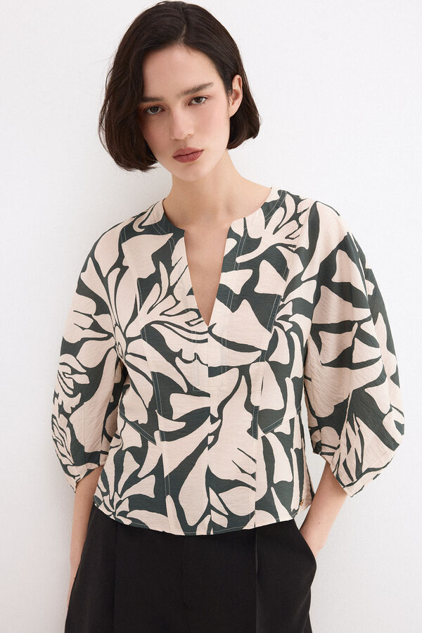 Pedro del Hierro Blusa estampada Beige