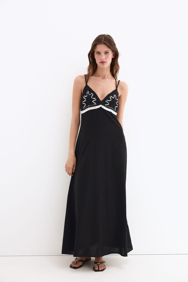 Pedro del Hierro Vestido playero crochet Negro