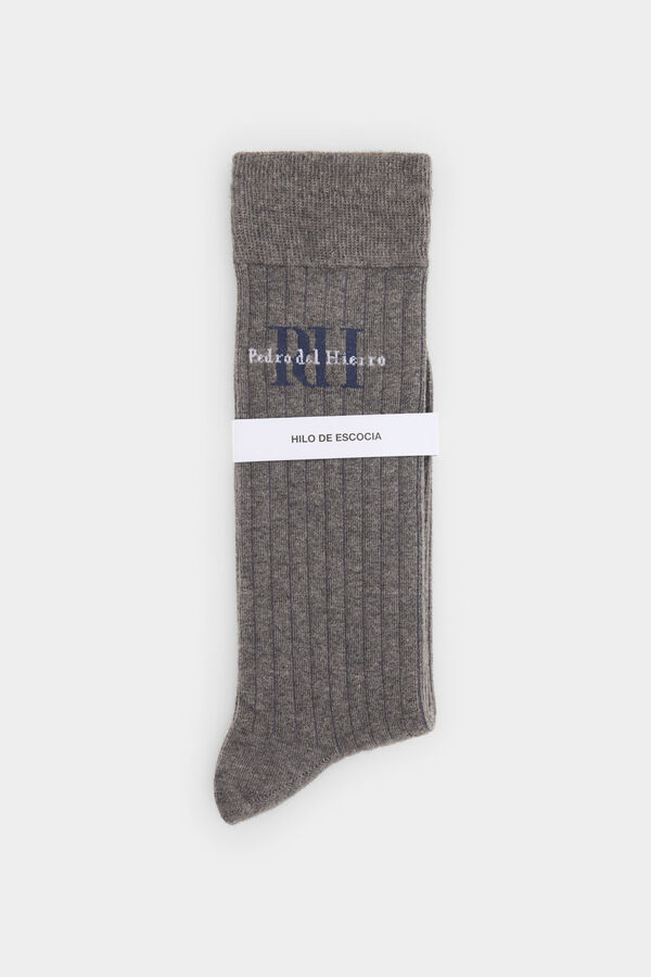 Pedro del Hierro Calcet&iacute;n algod&oacute;n logo Gris