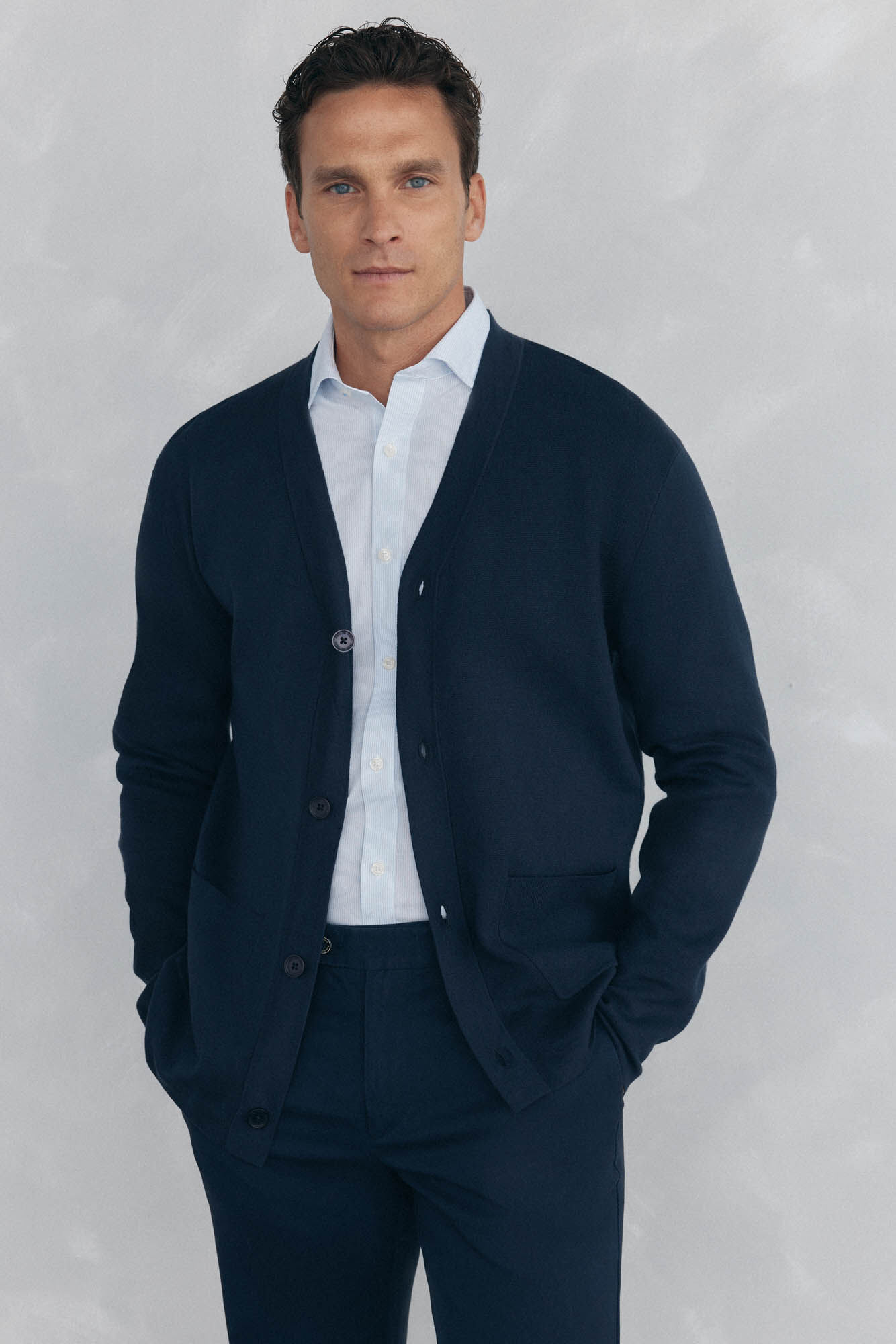 Pedro del Hierro C&aacute;rdigan punto algod&oacute;n cuello pico botones