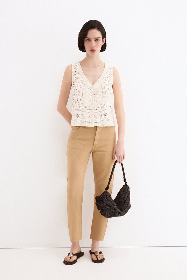 Pedro del Hierro Bolso punto trenzado Marr&oacute;n