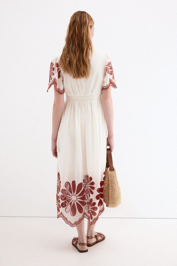 Pedro del Hierro Vestido rom&aacute;ntico encaje Crudo