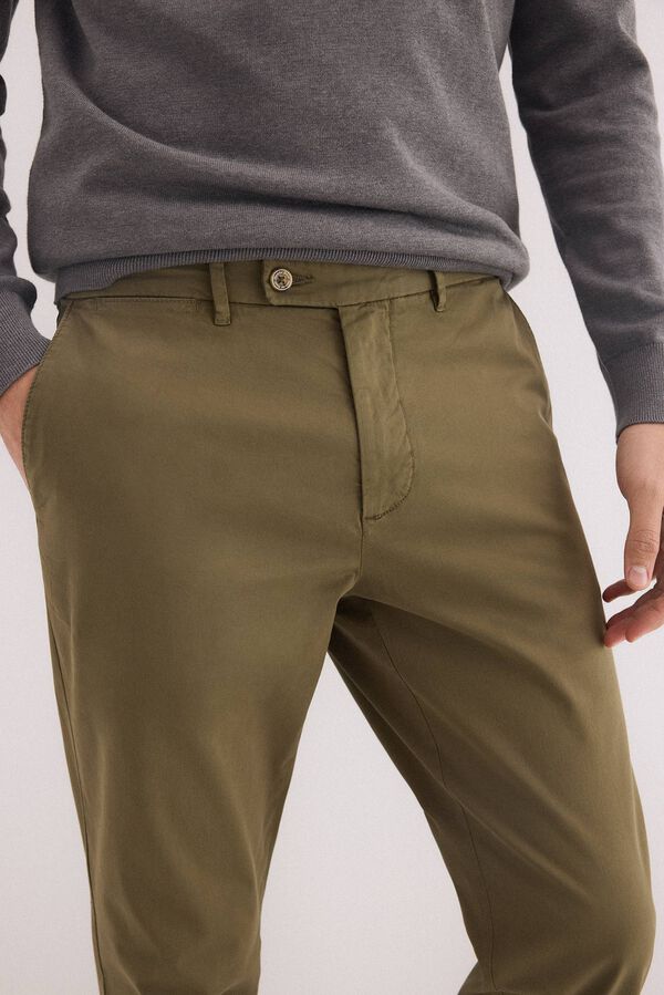 Pedro del Hierro Pantal&oacute;n chino slim fit Verde