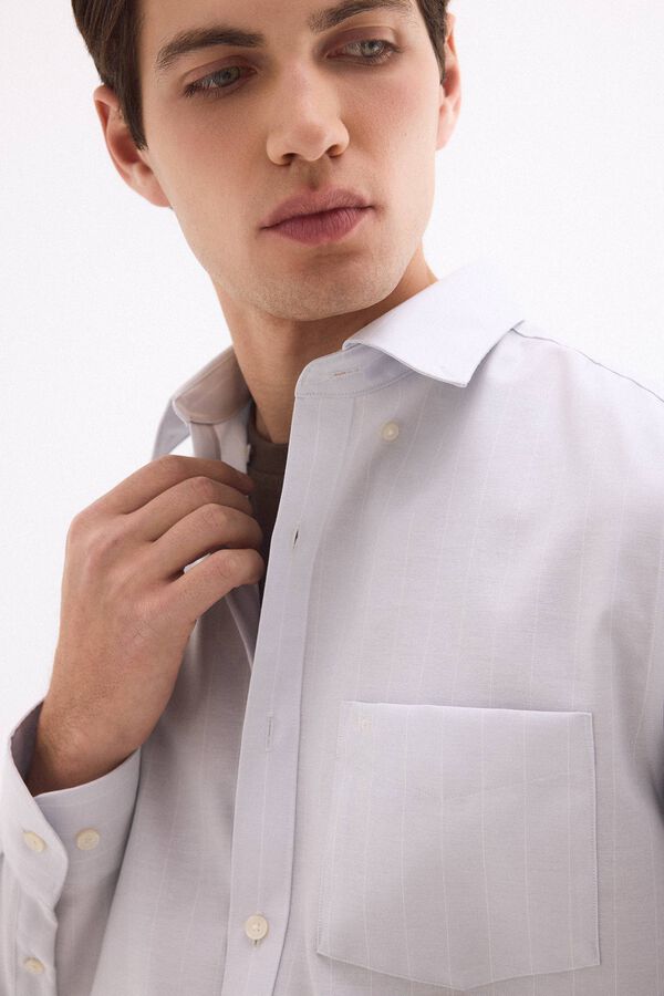 Pedro del Hierro Camisa non iron oxford rayas Gris