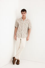 Pedro del Hierro Camisa estampada manga corta Beige