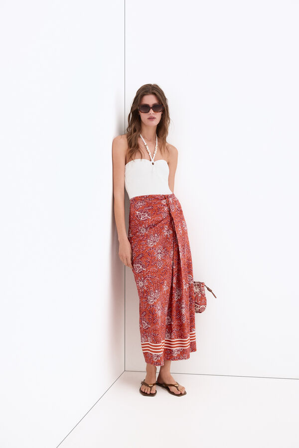 Pedro del Hierro Ba&ntilde;ador tejido de jacquard y abalorios Blanco