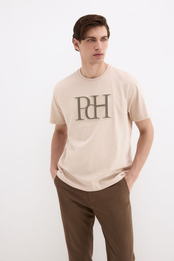 Pedro del Hierro Camiseta logo grande Beige