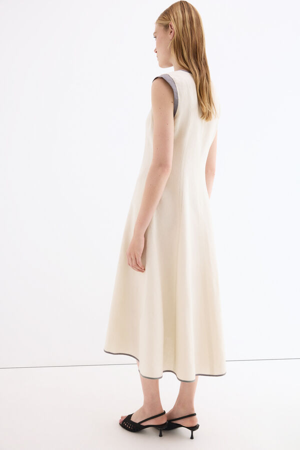 Pedro del Hierro Vestido midi con cortes Crudo