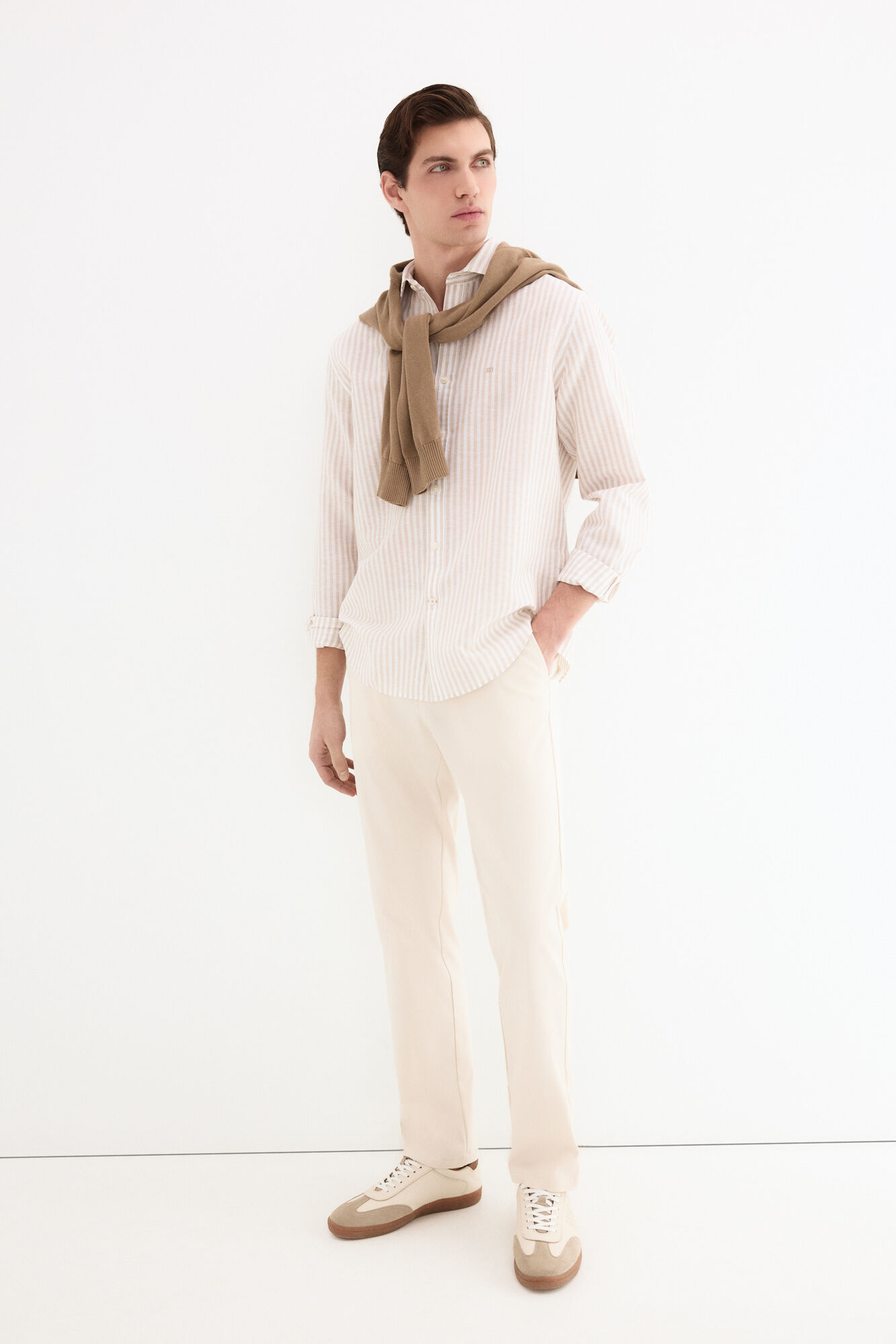 Pedro del Hierro Camisa de vestir rayas lino f&aacute;cil plancha