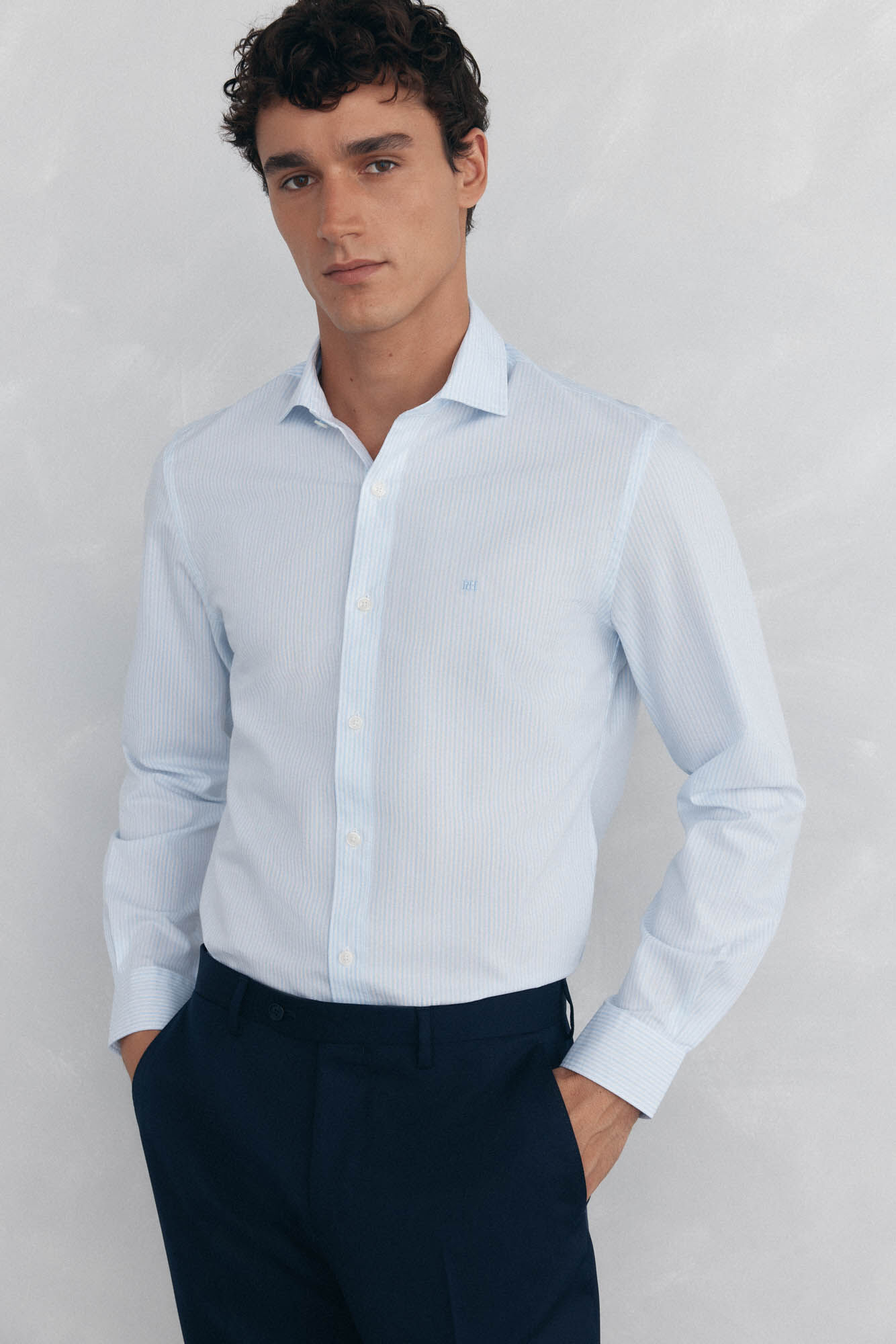 Pedro del Hierro Camisa de rayas f&aacute;cil planchado + anti olor slim fit