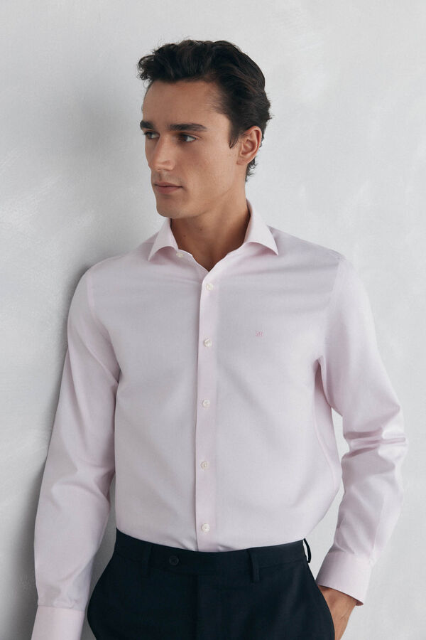 Pedro del Hierro Camisa vestir lisa non iron + antimanchas Rosa