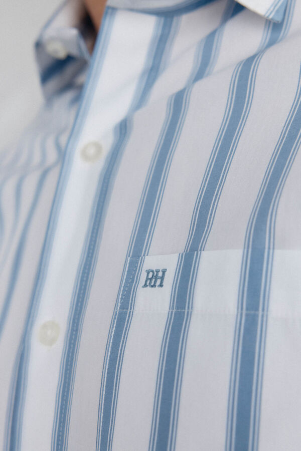 Pedro del Hierro Camisa rayas popel&iacute;n Turquesa