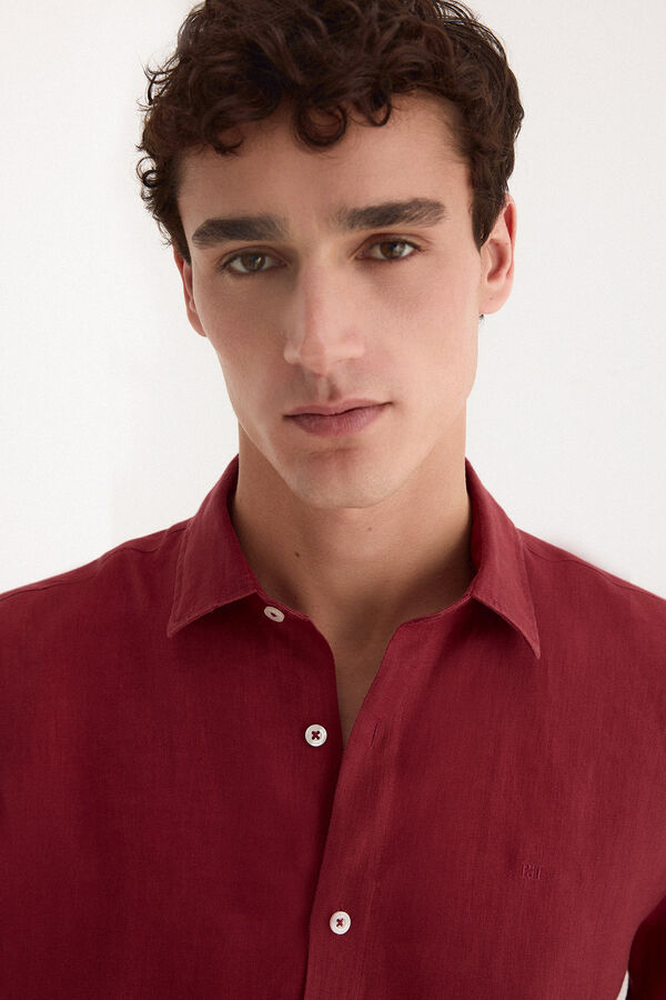 Pedro del Hierro Camisa lino lisa Burdeos