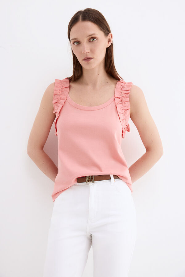 Pedro del Hierro Camiseta tirantes volantes Coral
