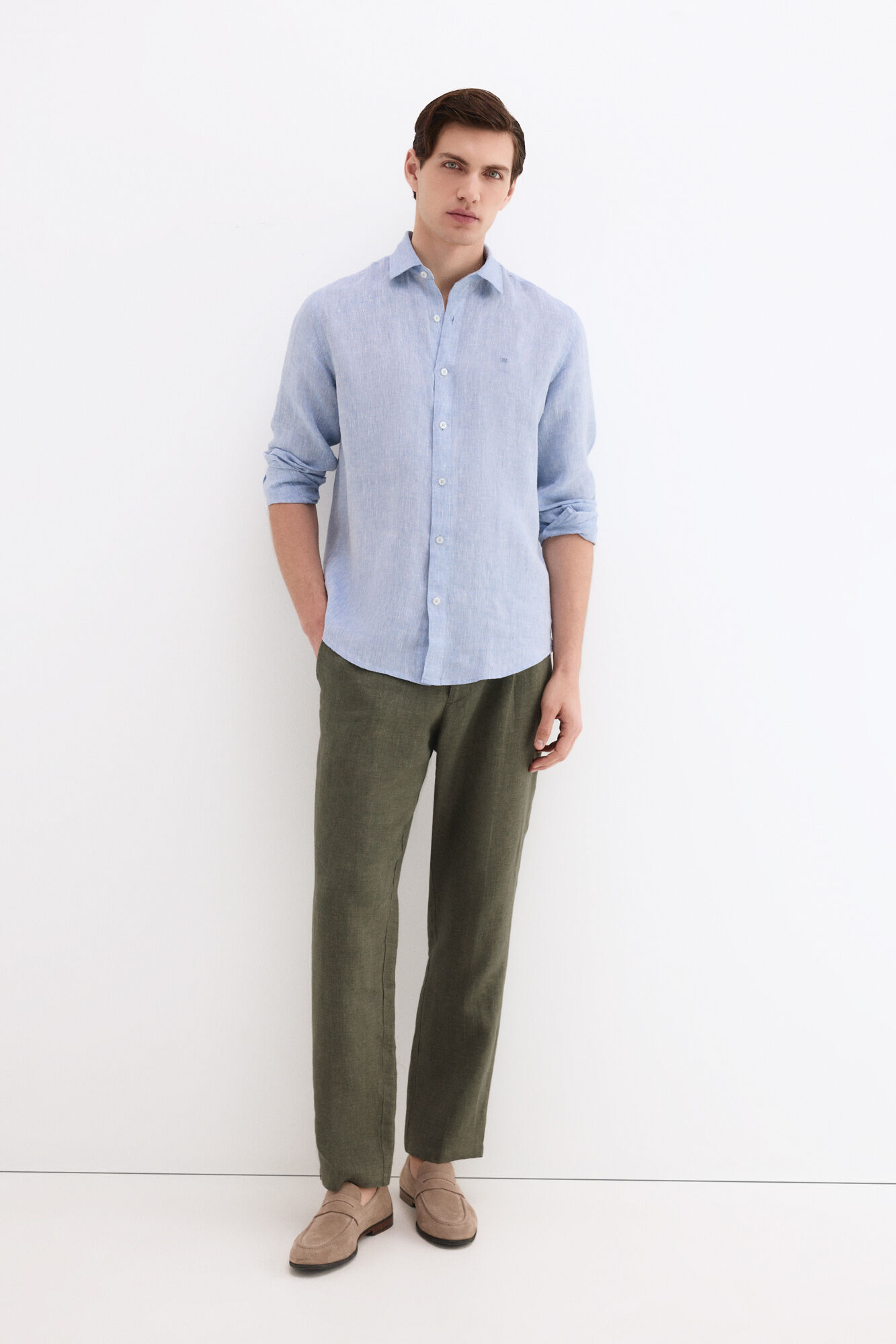 Pedro del Hierro Pantal&oacute;n lino regular fit