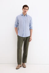 Pedro del Hierro Pantal&oacute;n lino regular fit Verde