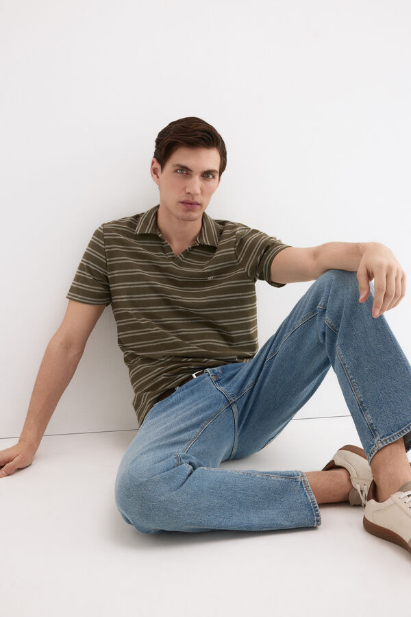 Pedro del Hierro Polo r&uacute;stico rayas Verde