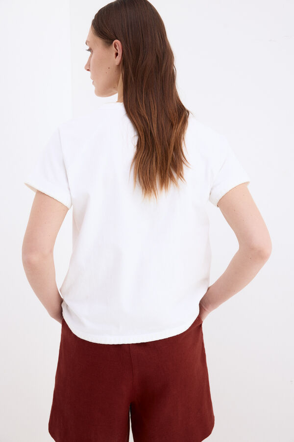 Pedro del Hierro Camiseta manga corta bordado a contraste Blanco