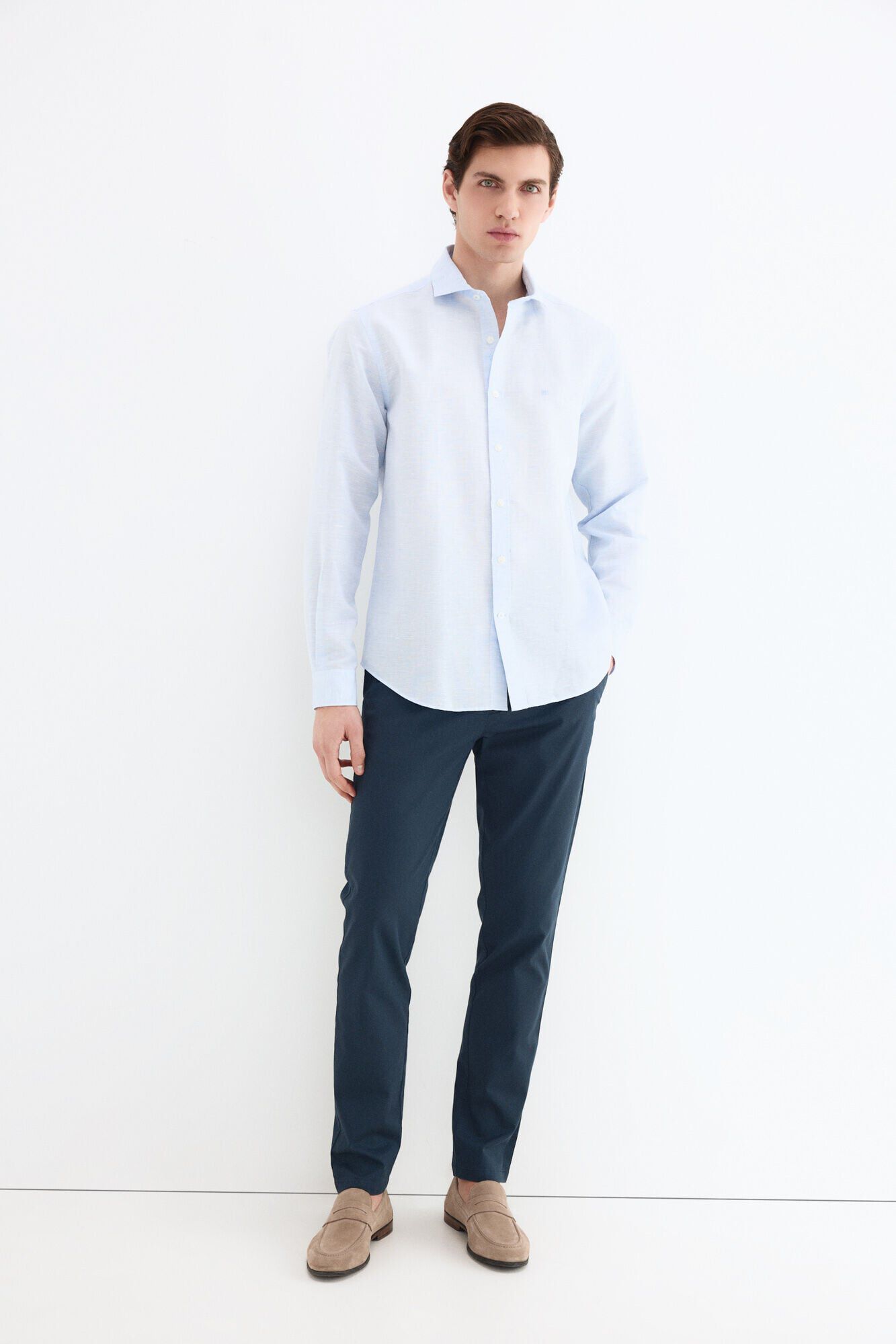 Pedro del Hierro Camisa de vestir estructura lino f&aacute;cil plancha