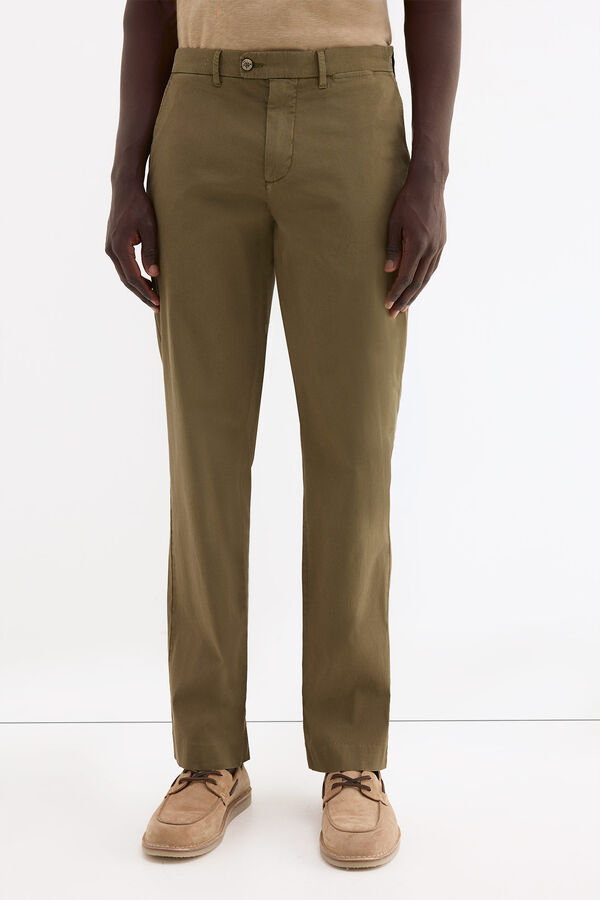 Pedro del Hierro Pantal&oacute;n chino estructura regular fit Verde