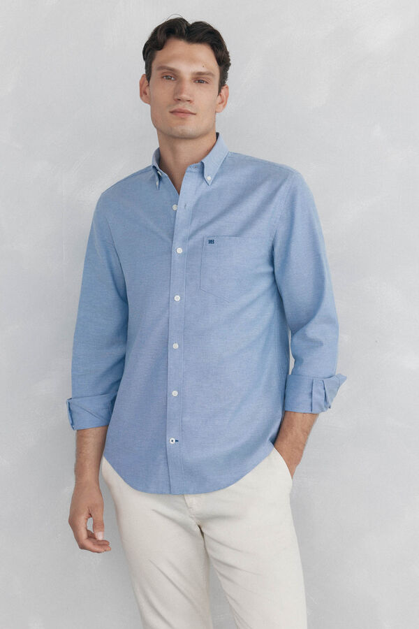 Pedro del Hierro Camisa oxford lisa non iron Azul