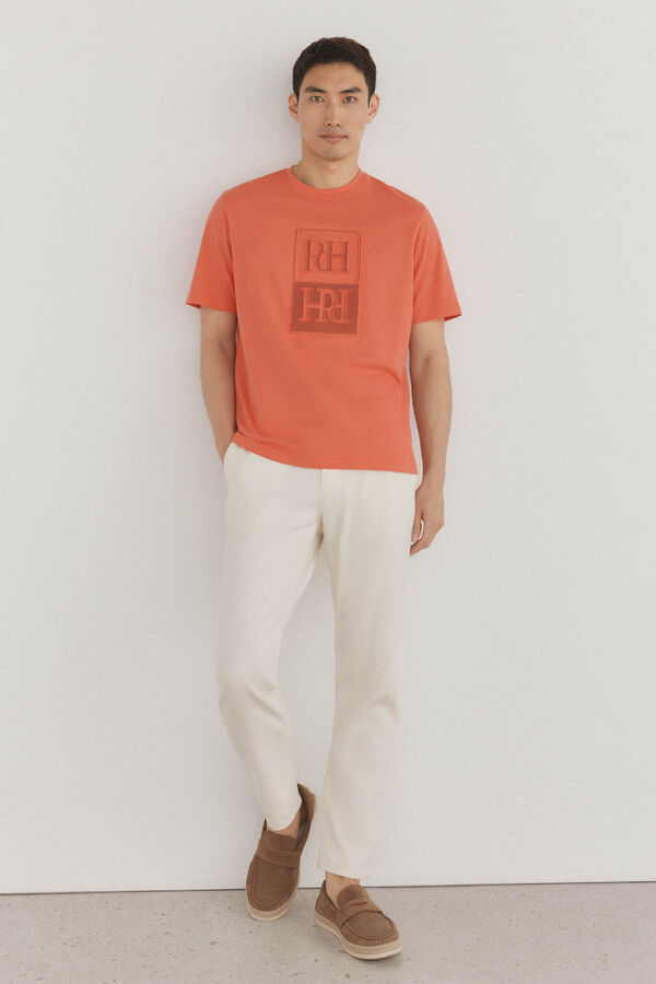 Pedro del Hierro Playera con logo en relieve Naranja