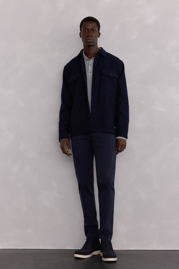 Pedro del Hierro Sobrecamisa de lana lisa Azul