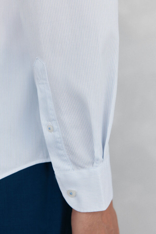 Pedro del Hierro Camisa de microrrayas f&aacute;cil planchado + anti olor slim fit Azul