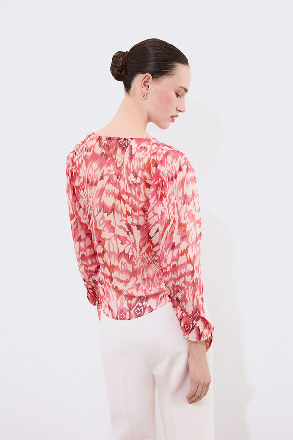 Pedro del Hierro Blusa estampada de seda Rojo
