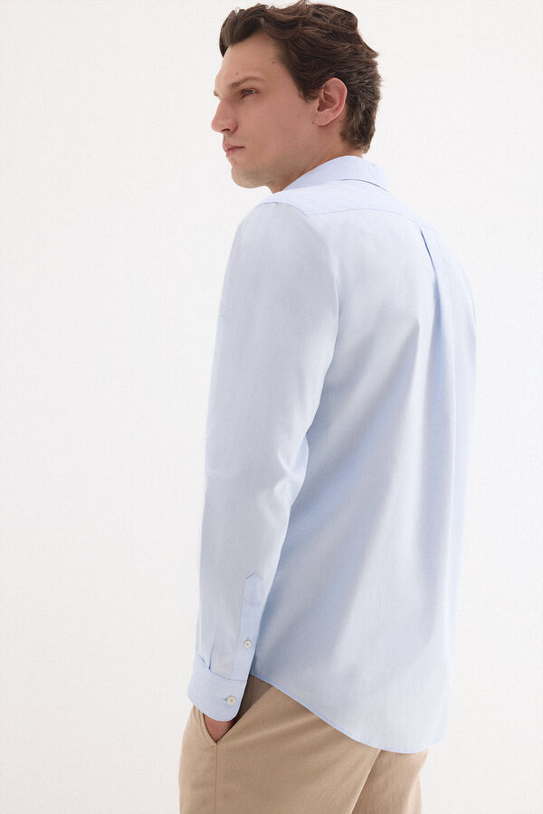 Pedro del Hierro Camisa non iron + antimanchas lisa Azul