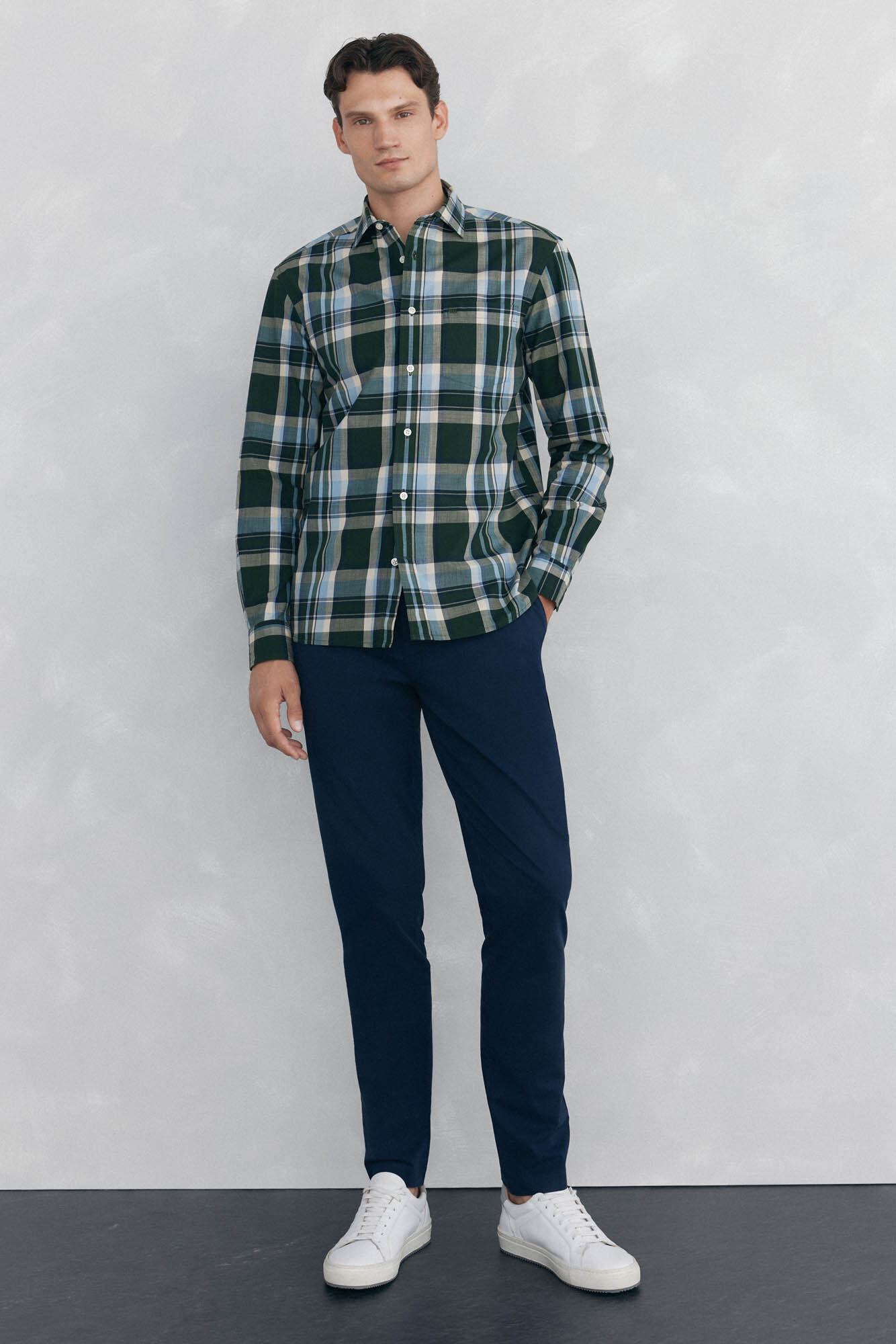 Pedro del Hierro Camisa cuadros tejido flam&eacute;
