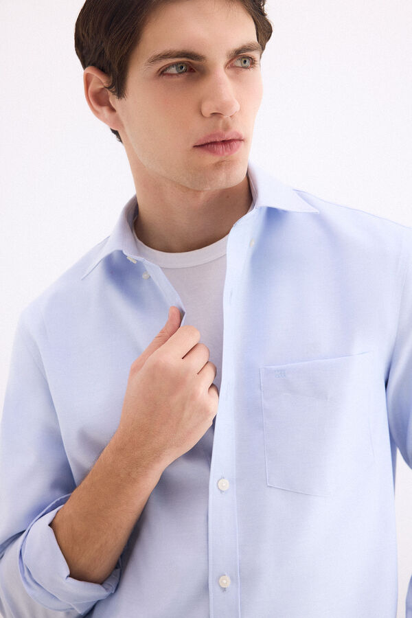 Pedro del Hierro Camisa non iron oxford liso Azul