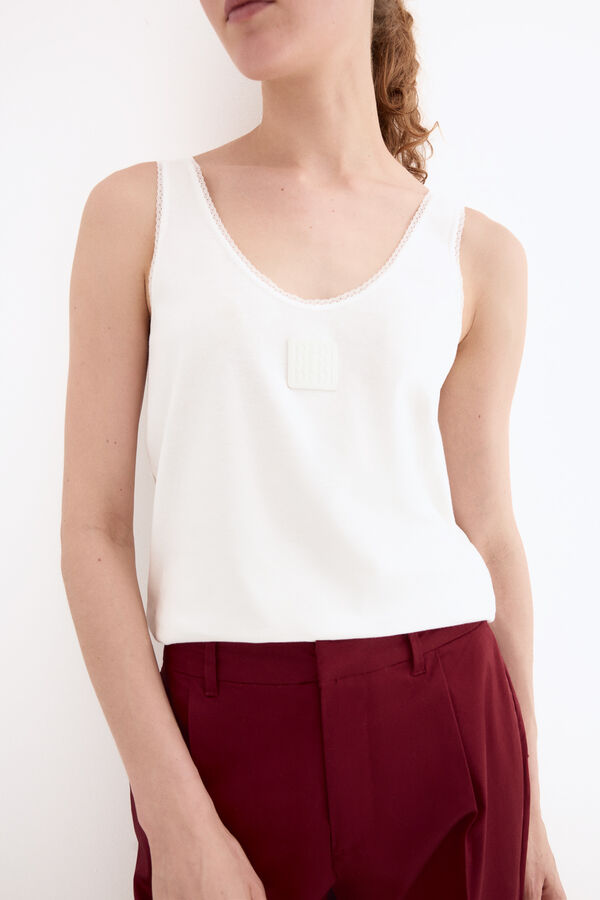 Pedro del Hierro Camiseta tirantes escote v Blanco