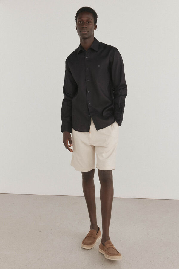 Pedro del Hierro Camisa lisa de lino Negro