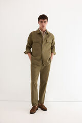 Pedro del Hierro Sobrecamisa lisa algod&oacute;n lino Verde